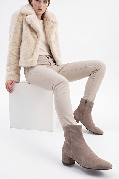 LuviShoes Richey Mink Suede Genuine Leather Women's Round Toe Thick Heeled Boots