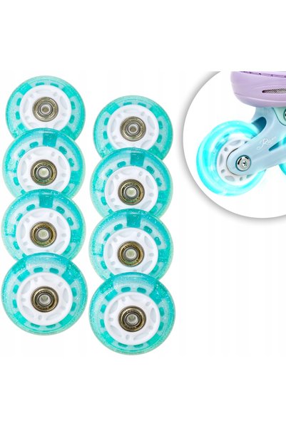 Raven 8x Roți luminoase cu LED-uri pentru role Isla Mint, 64mm, din PU, cu ru...