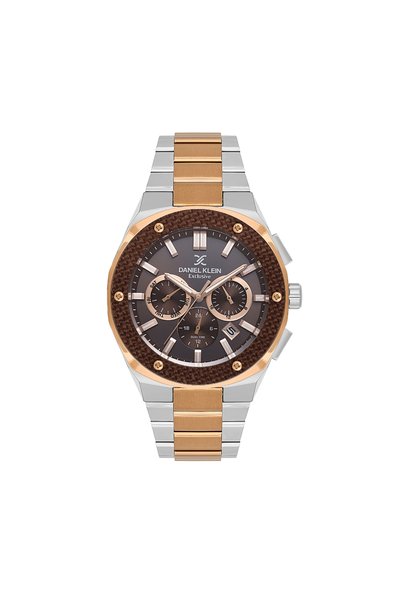 Daniel Klein Exclusive Silver and Rose Gold Stainless Steel Watch for Men DK....