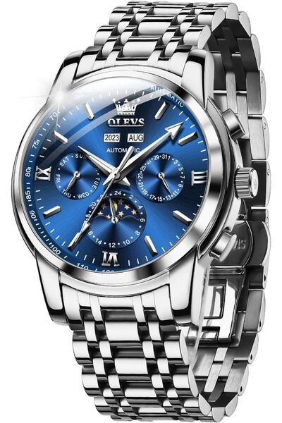 Generic Leather Watches for Men, Big Face Stainless Steel Analog Quartz Watch...