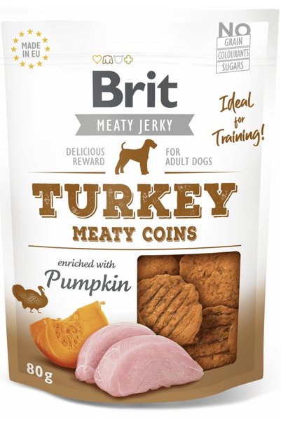 Brit Monety Jerky Carne de curcan 12x 80g