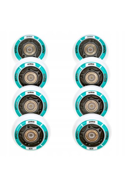 Raven 8x Roți luminoase cu LED-uri pentru role Helixi Black/Mint de 64mm PU A...