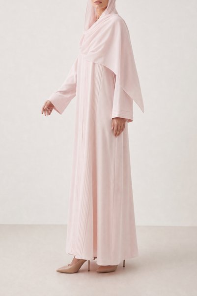 Veil by Aisha Baby Pink Ella Crepe Abaya with Side Pockets