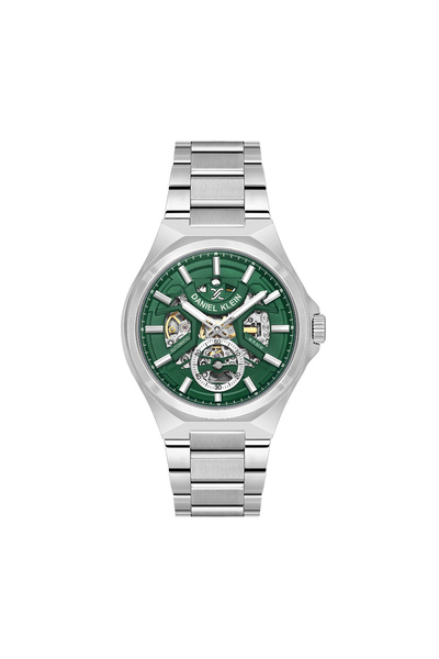 Daniel Klein Skeleton Silver Stainless Steel Automatic Watch for Men DK.1.142...
