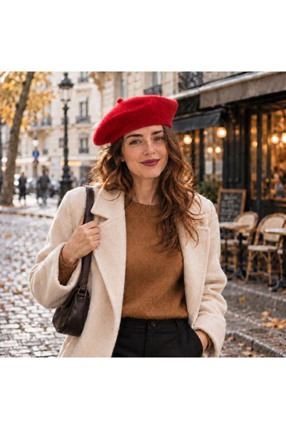 BIJUTERI Spk-12008 Red Premium Soft Textured Painter's Hat |   Eos Collective