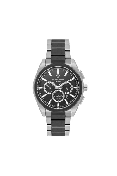 Daniel Klein Exclusive Silver and Black Stainless Steel Watch for Men DK.1.14...