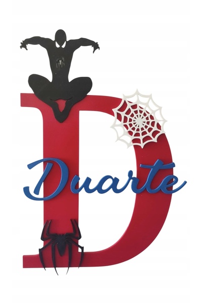 SPIDERMAN Nume personalizat cu litere 3D Supererou pentru copii 24 cm