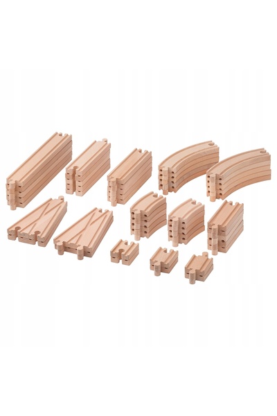 IKEA Set LILLABO cu 50 de șine și trenuleț din lemn