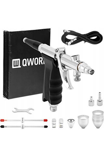 NO BRAND Pistol aerograf cu furtun de 1.8m pentru vopsire, duze de 0.3mm, 0.5...