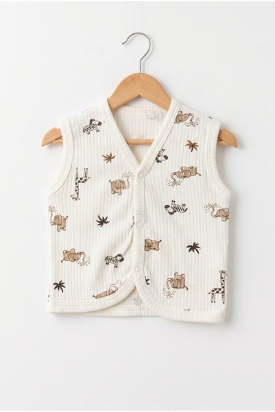 hobbe baby Elephant and Giraffe Combed Cotton Report Baby Vest 6-9-12-18-24 M...