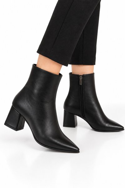 Jagulep Cizme cu toc pentru femei, rezistente la frig (5 cm) NEGRU