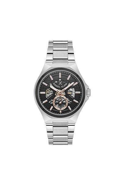 Daniel Klein Skeleton Silver Stainless Steel Automatic Watch for Men DK.1.142...