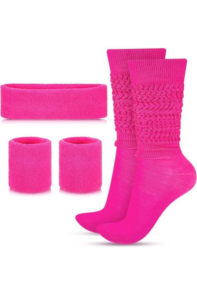 Generic 80s Neon Costumes Accessories Set, Slouch Socks Sweatband Headband Wr...