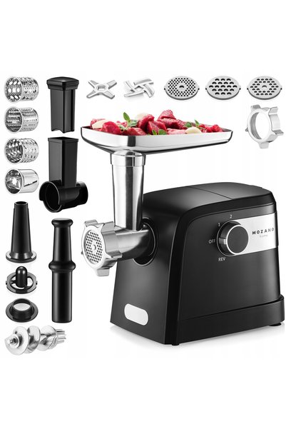 Mozano Mașină de tocat carne electrică neagră 2000W, set mare
