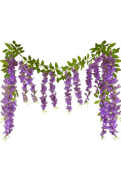 Generic Wisteria Artificial Flowers Garland 2Pcs, Purple Hanging Wisteria Vin...