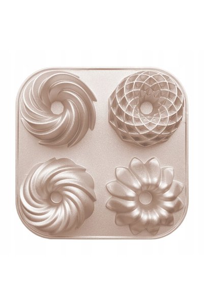 Patisse 4 forme de copt din aluminiu premium, model MINI BABKI, pentru prăjit...