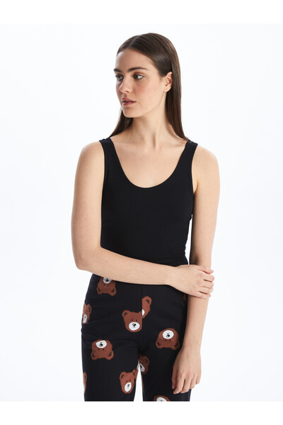 LC Waikiki Black women's u-neck plain tank top by gulis gi̇yi̇m
