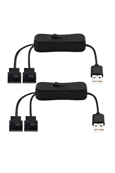 Generic 40cm USB to Dual 3-Pin / 4-Pin PWM 5V USB Sleeved Fan Power Adapter C...