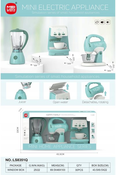 woopie Set de electrocasnice 3-în-1: Cafetieră, Mixer, Blender, Efecte sonore...