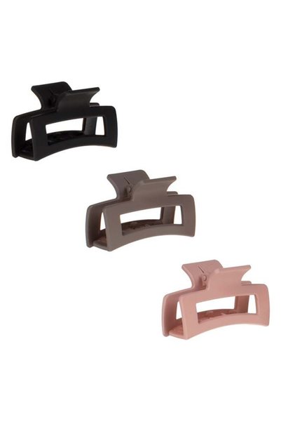 SHOPIENS Set 3 bucati clame de par mate neagra taupe roz pudrat pentru dama 7...