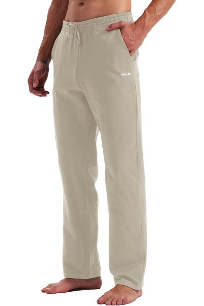 Generic Men's Cotton Yoga Sweatpants Exercise Pants Open Bottom Athletic Loun...