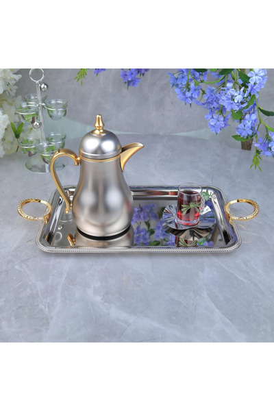 Generic Stylish Design Stainless Steel Serving Tray - Nickel & Gold - Single ...