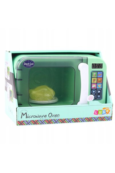 LeanToys Cuptor cu microunde de jucărie pentru copii, cu pui rotativ și lumini