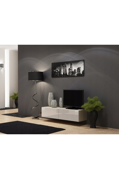 Cama Meble Comodă TV VIGO 140 cm Sonoma/Alb Lucios