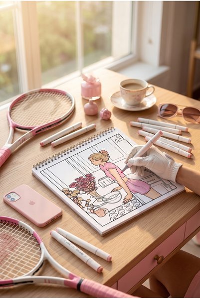M&H Coloring Cozy Girl Life Coloring Book - 21X21 cm Coloring Book / for Children and Adults / Relaxing / Hobby / Stress Relief / Enjoyable Coloring Pages