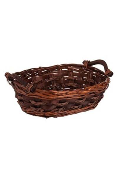 OEM Cos Decorativ de Bambus Oval de Culoare Inchisa 41x31x12cm