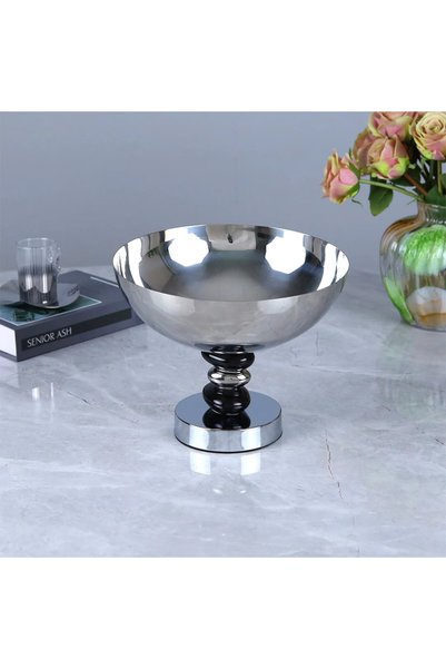 Generic Stainless Steel Serving Plate with Luxury Base - Silver Black - 25X25...