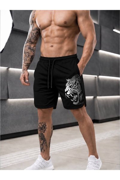 Sebesta Fashion Men's Sports Shorts with Pockets Lion Print Sweat-Wicking Bas...