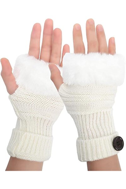 Generic Women's Fingerless Gloves - Cashmere Short Gloves Mittens, Winter Thu...