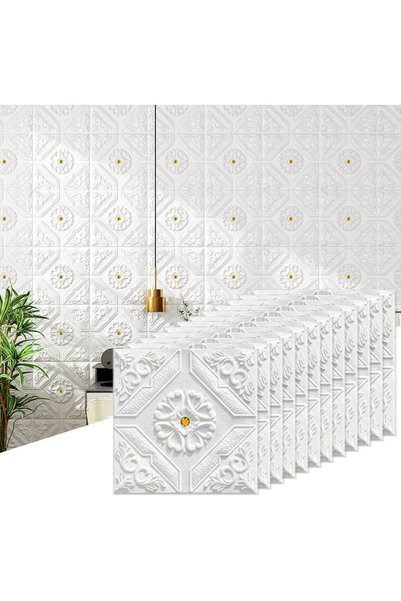 Generic 12Pcs Brick Wallpaper Wall Decor Panels, 13.8" x 13.8" Vintage White ...