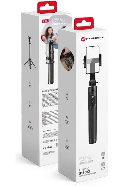 Forcell F-Grip S150XL Σέλφι Στικ με Ασύρματο Τηλεχειριστήριο Τρίποδο μαύρο