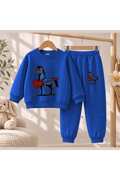 playwear Hanorac de echipă cu imprimeu cu cal și chitară pentru fete și băieț...