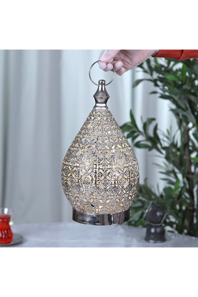 Generic Ramadan Lantern with Elegant and Modern Hanging Design - Silver - 13X...