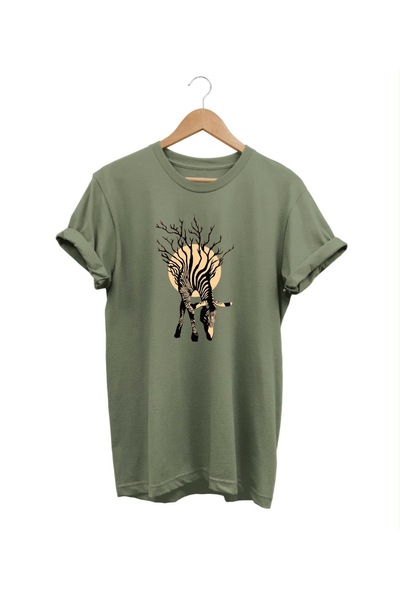 hobidünyam- Zebra Patterned 100% Cotton T-Shirt