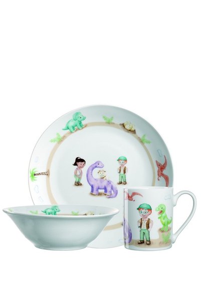 LEONARDO Set de 3 farfurii pentru copii cu dinozauri