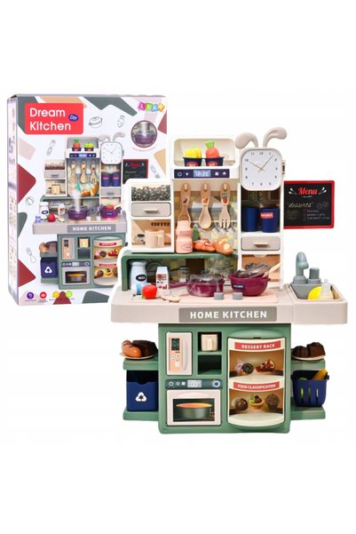 LeanToys Bucătărie de jucărie pentru copii, cu apă, lumină și sunet, accesori...