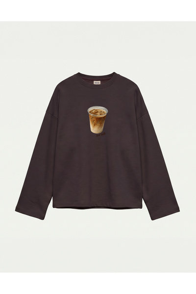 Disante Oversize 100% Cotton 3 Thread Sweatshirt - Iced Latte