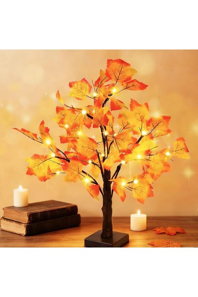 Generic 60CM Fall Maple Tree with 24 Led Light,Thanksgiving Decoration Maple ...