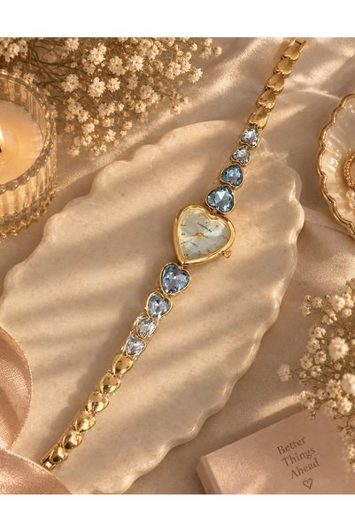 Mihristore Kalp Detay Taşlı Kadın Kol Saati Hediyelik Pinterest Saat Gold Kadın Saat Sevgiliye Hediye