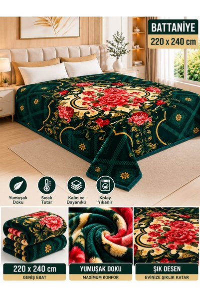 ASM HOME Osotto Çift Kişilik Battaniye Çift Katlı Dolgun Yapı 220 x 240 cm