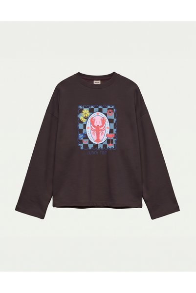 Disante Oversize 100% Cotton 3 Thread Sweatshirt - Lunch Time