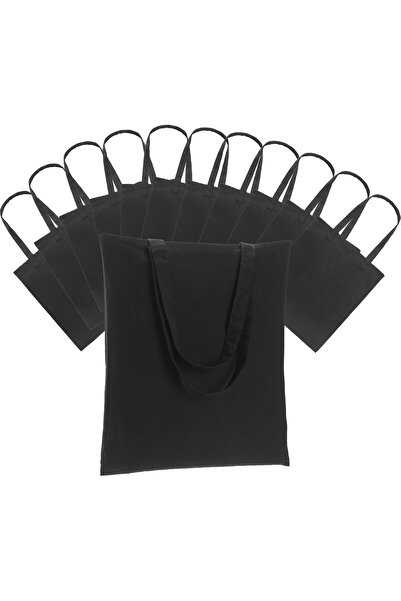 Generic 12 Pack Black Canvas Tote Bags, Lightweight, Durable & Reusable Groce...