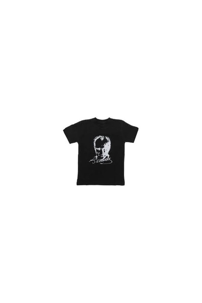 Bilge Trend Unisex Kız Erkek Çocuk ,10 Kasım , 23 Nisan , 29 Ekim , Gösteri İçin , Atatürk Baskılı Siyah T-Shirt