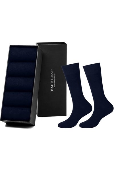 EASEPET 5 Pairs Mens Dress Socks Comfortable Cotton Crew Sock Calf High Breat...