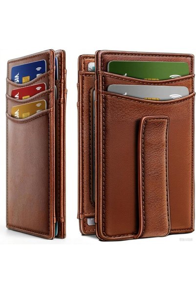 Generic Slim Wallet for Men, RFID Blocking Leather Card Holder with Magnetic ...