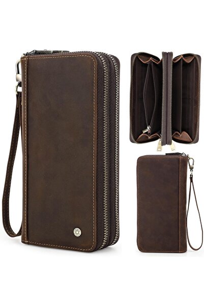 Generic Top Grain Genuine Leather Clutch Wallet, Handmade Retro Design with R...